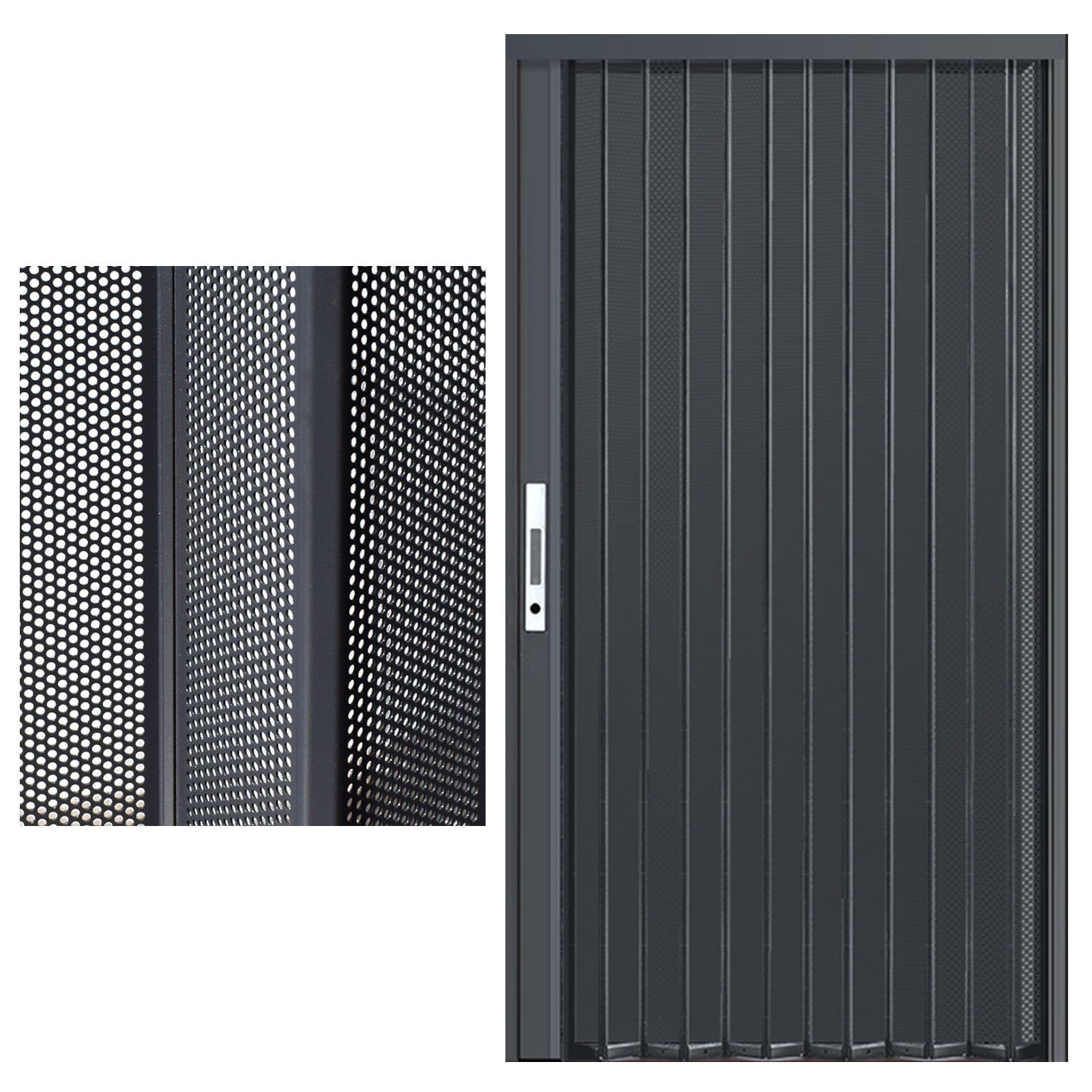Magnetic Concertina Door with Heavy Duty Aluminum Screen, No Gap